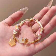 2 Pieces Cute Kitten Pendant Handwoven Bracelet Set - Unique Best Friends,, And Wives - Random Color Blue/Yellow Animal Charm Bracelet - Daily Accessory JGZH - 2 chiếc vòng tay - Xem 3