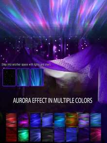 1个LED投影灯，多种颜色图案，遥控器，星空投影仪，卧室夜灯投影仪，水波投影仪，星空投影仪，家庭影院，天花板投影仪，圣诞装饰礼物，情人节礼物，露营，婚礼装饰，浪漫夜灯 - 彩色 - 查看 11