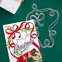 Creative Gift Ribbon Metal Cutting Molds, DIY Scrapbooking Album And Embossing Templates, Greeting Card Making Tools, Card Paper Cutting Crafts, Gift Card Making Die Cutting Templates - Silver - View 1