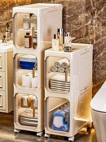 Tall Narrow Storage Cabinet & Dresser With Adjustable Shelves & Mobility Wheels - Versatile Slim Organizer, Dressers For Bedroom, Desk Organizer & Office Desk Accessories, Space-Saving Storage Solution For Small Spaces, Bathroom, Kitchen, Laundry Room - 白色 - 查看 5