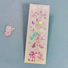 1pc Cute Rabbit Series Stickers, Rainbow Rabbit & Metallic Glitter, Suitable For K-Pop Fandom, Diary Decoration, And Daily Use - Multicolor - View 8