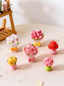 Bó hoa nhựa mini kiểu ngẫu nhiên, tượng hoa hồng, hoa tulip, hoa hướng dương, trang trí bàn làm việc, văn phòng, phòng ngủ, phòng khách, phụ kiện tiểu cảnh terrarium, vật trang trí chất lượng cao đa năng, tiết kiệm không gian. - Nhiều màu - Xem 4