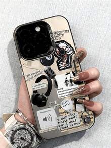 Punk 1pc Rock Music Element Pattern Phone Case, Shockproof Creative Matte Frosted Phone Cover, Holiday Gift For Kids, Compatible With IPhone 7/8/X/XS/XR/11/12/13/14/15/16 Pro Max, A33(5G)/A32(4G)/A52(5G 4G)/S20FE/S21FE/A14(4G 5G)/S23/S23 PLUS/S23 ULTRA/S23 FE/A55 5G/S24/S24 PLUS/S24 ULTRA/A05/A05 - Multicolor - View 3