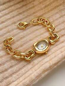 1件金/银不规则形状女士石英表，精致、时尚、独特，适合日常佩戴、生日/毕业礼物和休闲聚会。 - 均碼 - 查看 1