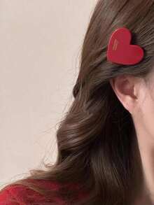 2个撞色心形亚克力发夹，可爱发饰，适合派对、情人节和日常佩戴，包括四叶草发夹、发爪、发夹和发卡。 - 彩色 - 查看 2