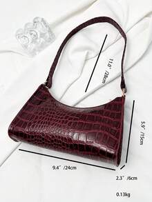 Women's Simple Solid Color Shoulder Bag, Casual Everyday Style, Fashionable Burgundy Color. - 勃根地 - 查看 2