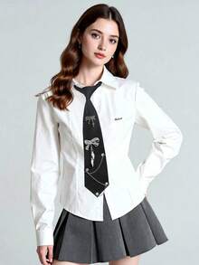 1pc Women's Fashion STAR Letter Small Star Bow Tie Decor Chain Necklace, Black/Green/Pink/Red, Suitable For Party, Casual, School, Daily Wear - A - View 4