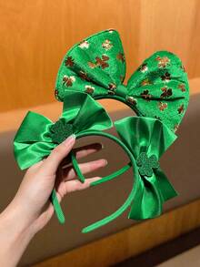 1/2个女士发箍，时尚个性，可爱，圣帕特里克节发饰，绿色三叶草蝴蝶结发箍，适合节日派对和晚宴，女士发饰，女士配饰，送给她的礼物，发带美容家居卧室装饰 - 彩色 - 查看 4