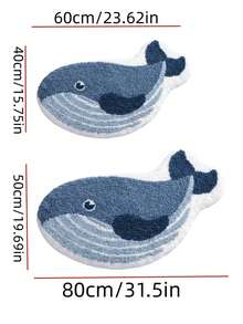 1 件装仿羊毛地毯，节日礼物，可爱鲸鱼图案，防滑浴室垫，客厅卧室洗衣房地毯，玄关门垫 - 彩色 - 查看 6