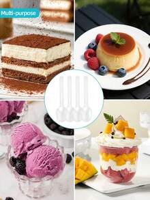 Bộ 50/100/500 thìa tráng miệng trong suốt {có thể tái sử dụng}, thìa bánh ngọt, thìa pudding, thìa kem, thích hợp sử dụng tại nhà, đồ dùng tiệc tùng, bộ dao kéo, nhà bếp, quà tặng Giáng sinh. Bộ 100/50/10 thìa tráng miệng trong suốt, thìa bánh ngọt, thìa pudding, thìa kem. - - - Xem 5