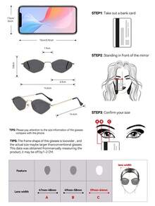 4副复古几何太阳镜套装，2副菱形镜框+2副椭圆形金属镜框，男女通用，UV400防护，适合夏季户外佩戴 - 彩色 - 查看 4