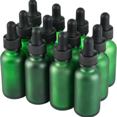 1 onza Botellas de gotero de vidrio esmerilado, botellas de tintura reutilizables a prueba de fugas de 30 ml para aceites esenciales, aceite para el cabello, líquidos, laboratorio, botellas farmacéuticas, perfumería y aromaterapia