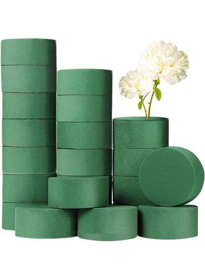 6pcs Green Round Wet Floral Foam Blocks, 3-Inch Green Wet-Dry Floral Foam Circles, Artificial Flower Plant Floral Foam - Durable Lightweight Floral Supplies For Wedding Aisle Flowers, Party Decorations, DIY Crafts