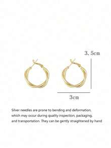 A Pair Of Gold Twisted Hoop Earrings For Women, Bold And Minimalist Rope Design, Versatile Luxury Statement Piece, Architectural Vintage Inspired Jewelry - Gold - View 4