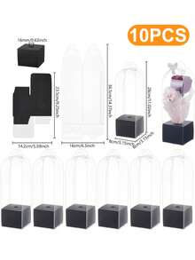 1~10Pcs Portable Transparent Flower Box Handheld Plastic Bouquet Packaging Box Birthday Wedding Valentine's Day Flower Boxes - Multicolor - View 23