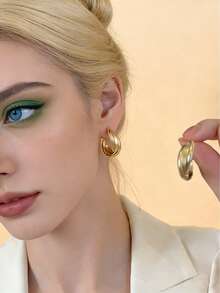 Pendientes de aro de estilo retorcido dorado vintage para mujeres - Nuevos Lanzamientos 2025, de lujo, Elegante joyería para las orejas - Dorado - Ver 8