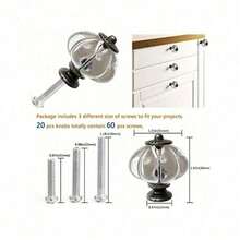 Acrylic Cabinet Knobs, Clear Pumpkin Dresser Knobs Antique Vintage Decorative DIY Handles Pulls For Wardrobe, Closet, Drawers, Kitchen Furniture Or Kids Room With 3 Sized Screws - Clear - View 2