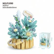 1件DIY创意拼图永生花篮，包含玫瑰、向日葵、紫罗兰、郁金香、康乃馨、菊花、扶桑花，浪漫花卉盆栽装饰，生日/万圣节/圣诞节礼物 - 彩色 - 查看 11