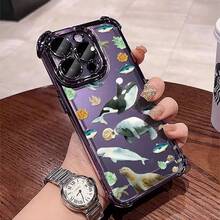 1pcs Ocean Animals Whale Seal Dolphin Sea Life Phone Case Compatible with Apple Phone17ProMax 16 15 14Plus 11 12 13 ProMax Antidrop Phone Case Camera Protection Phone Case Cartoon Style Popular Cute Funny You Can Give It To Yourself Can Be Given To Friends - Morado - Ver 4