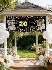 1pc Customized Personalized Birthday Banner With Photo And Name - Custom Age Number, - Multicolor - View 6