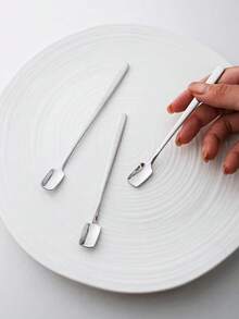 5/1件不锈钢咖啡搅拌勺、盛菜勺、方头勺、长柄精致小汤勺、蜂蜜勺、甜点勺，轻松处理果汁和饮料。 - 彩色 - 查看 10