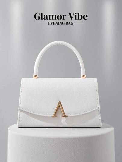 女士晚装手拿包 - 闪亮时尚手提包，大容量手提包，V 型金属装饰，奢华人造皮革，适合婚礼、派对、聚会、晚会、生日礼物、情人节礼物，非常适合派对婚礼舞会晚宴/宴会，搭配节日派对礼服晚礼服和亮片礼服，完美搭配新年服装，与女士派对礼服完美搭配