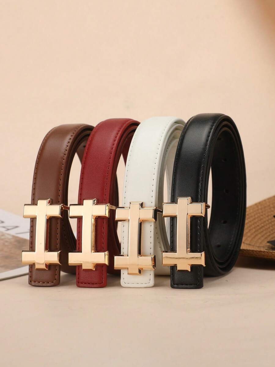 Women's H-Buckle Skinny Waist Belt, Suitable For Dresses And Jeans - Multicolor - View 1