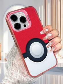 Pokeball Print Phone Case For IPhone & , Cartoon Style Protective Cover For Teens & Anime Fans - 粉色 - 查看 2