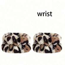 3pcs Makeup Headband Set | Retro Leopard Print Headband + 2pcs Wristband | Soft Coral Fleece Material, Home Decor Set, Cute & Comfortable Grooming Accessories | Suitable For Face Washing, Makeup, SPA, Yoga And Daily Home Care - Mixed Colors - View 8