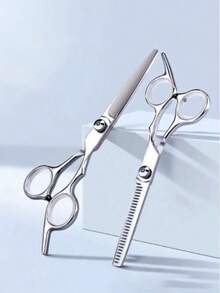 1 Pair Flat Scissors + 1 Pair Toothed Scissors Set. 2pcs Professional Unisex Hair Cutting Shears, Suitable For Left Or Right Hand, Thinning Shears For Soft Curly Hair, Fragrance-Free Haircut Set With Storage, Suitable For Men And Women - Multicolor - View 9