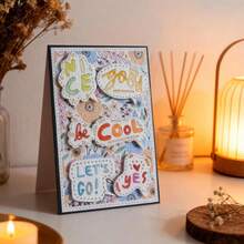 创意问候/祝福金属切割模具，DIY剪贴簿相册和压花模板，贺卡制作工具，卡片纸切割工艺品，礼品卡制作模板模切。 - 銀色 - 查看 4