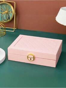 1 pieza Caja de joyería de cuero PU con múltiples capas en forma de rombo, caja de almacenamiento de joyas de gran capacidad y lujo, caja de joyas con cerradura, caja de joyas antioxidante, estante de exhibición de 2 niveles, caja de exhibición de joyas, caja de joyas de gran capacidad de 3 capas, caja de joyas de cuero PU multifuncional, caja de relojes con cerradura, caja de almacenamiento de joyas portátil - Multicolor - Ver 19