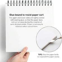 Gouache Pad de 8.5 x 8.5 pulgadas (160 g) 50 hojas de papel mezclado, alambre lateral, textura fina, en almohadilla acrílica para bocetos, libro de bocetos de tinta, suministros de arte,,36979584 - Azul menta - Ver 5