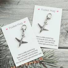 1pc/2pcs/5pcs Silver Airplane Keychain Set, Comes With Pocket Hug Greeting Card, Holiday Gift, Commemorative Gift, Backpack And Car Key Accessories, Good Luck Gift For Friends And Family, Durable, Student Gift, Travel Decor Accessory - Silver - View 8