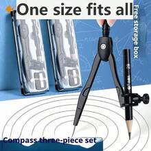 3件套透明塑料几何圆规和直尺套装 - 绘图工具套装，适用于学校和美术项目，学习用品，返校必备品