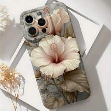 2026 nueva funda de teléfono esmerilada, funda de teléfono con estampado floral de hibisco para  17 15 Pro Max,  17 14 Pro,  17 13, funda de protección para teléfono  Galaxy S23 S22 S21, funda de pareja, regalo para novio, novia, regalo de San Valentín, regalo de cumpleaños - Blanco antiguo - Ver 6