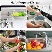 Yeesport 2-In-1 Washing Up Bowl Set Stainl Steel Dish Tub With Colander Fruit Vegetable Washing Basin Multi-Purpose Bowl Kit For Washing And Draining Rice Pasta Food Strainer Mixing Bowl - 二合一洗碗盆套裝 129 英寸 - 查看 5