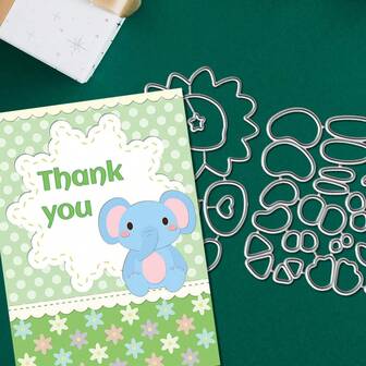 4件套创意动物标签金属切割模具，DIY剪贴簿相册和压花模板，贺卡制作工具，卡片纸切割工艺品，礼品卡制作模板模切。