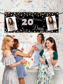 1pc Customized Personalized Birthday Banner With Photo And Name - Custom Age Number, - Multicolor - View 8