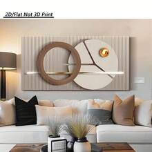 1-Piece Brown And White Minimalist-Style Canvas Wall Art, Medium-Sized Gallery Wrapped Geometric Print, Ready To Hang Home Decor For Living Room, High-Quality Printed Artwork With Sturdy Wrapped Frame, Perfect For Modern Interior Design - Multicolor - View 4