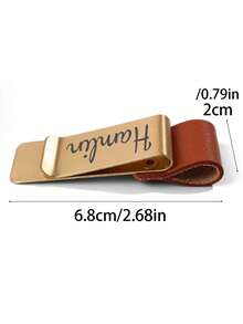 1pc Customized Logo Stainless Steel & Leather Pen Holder, Pen Clip, Notebook Bookmark Organizer, Pen Case, Office Stationery, Accessories, Money Clip, TN Planner Pen Holder - Multicolor - View 2