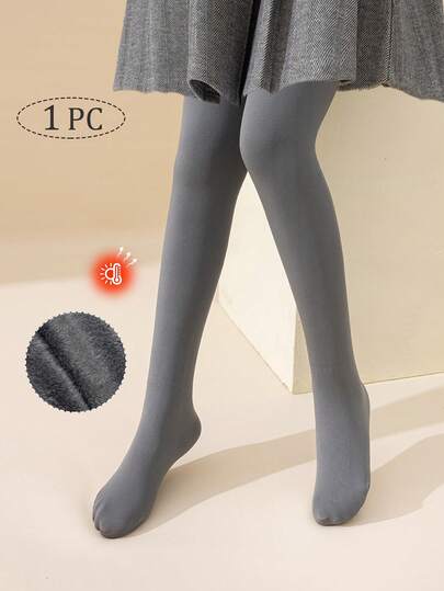 1pc Girls Children Infant Leggings, Solid Gray Color, Footless Tights, Footless Leggings, Fleece Pants, Suitable For Daily Tights, Simple Versatile Footless Pants, Thin Velvet Dance Pants, Smooth Surface, Soft, Skin-Friendly, College Princess, Cute Style, Pantyhose, Suitable For Spring, Winter, Daily Wear, Cute Elegant, Bodysuit Socks, Fashion Versatile, Outdoor Skinny Pants, Back To School Season, Students, New Semester, School, Classroom