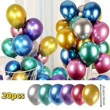 20pcs 10-Inch Chrome Metal Balloons Set, Metal Balloons For Anniversary, Wedding, Birthday Party Decor, Halloween, Christmas Decor, Floating Party Latex Balloons - Multicolor - View 3