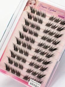 No Glue Needed – 60PCS Self-Adhesive Foxy Eye Cluster Lashes, CC Curl Elongated Style, Reusable & Lightweight, Seductive Look Inspired By Su Daji Lash Clusters,Eye Lash Clusters,Individual Eyelashes,Lashes,Fake Lashes - Black - View 3