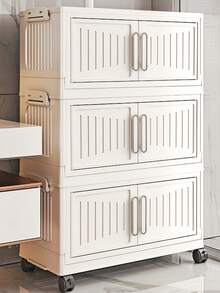 Collapsible Stackable Storage Bins With Lids - Versatile Toy Storage Containers & Plastic Storage Containers For Garage Storage, Aesthetic Home Decor Organization System For Bedroom Bathroom Kitchen Office Dorm, Foldable Storage Bins For Clothing Shoes Books Daily Essentials & Travel Use - 白色 - 查看 6