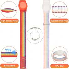 2 Pack Wristband for Airtag Kids, GPS Bracelet for Kids Compatible with Apple Air Tag, Nylon Watch Band Tracker Case Strap Holder Accessories for Toddler Child Adult, Anti-Lost,36979973 - Rosado Sandía - Ver 2