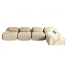 Sofas & Couches - Beige + Corduroy + 4 Seat - View 5