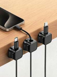 10pcs Rotatable Magnetic Cable Organizer, Non-Slip Cable Holder, Desktop Charger Cable Clip, Practical Home Cable Management Tool, Multi-Function Hook, Desktop Storage, Home Office Setup, Stylish Organizer, Compact Design, Non-Slip Handle, Desktop - White - View 4