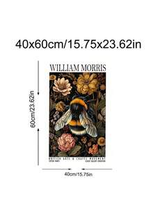 1pc William Morris-Inspired Bee & Floral Canvas Art Print Modern Retro Poster, Animal Theme Wall Decor For Living Room, Bedroom, Home Office - Botanical Nature Insect Wall Art, Festival Gifts, Office Decor, Kitchen Decor, Wall Arts, Wall Decor, Home Decor, Room Decor, Canvas Wall Art, Posters, Wall Art With Frame, Optional Frame - Multicolor - View 15
