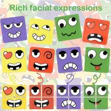 1 Set - Juego de Cubo Cambia Caras, Oferta Especial Uzzle, Versiones en Chino/Inglés, Juego de Cubo Cambia Caras, Rompecabezas de Emparejamiento de Expresiones, Juego de Bloques de Construcción, Juguete Educativo, Juego de Mesa Familiar - Multicolor - Ver 4